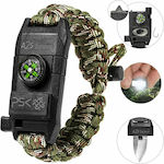 A2S Bracelet Survival with Whistle and Firestarter Green