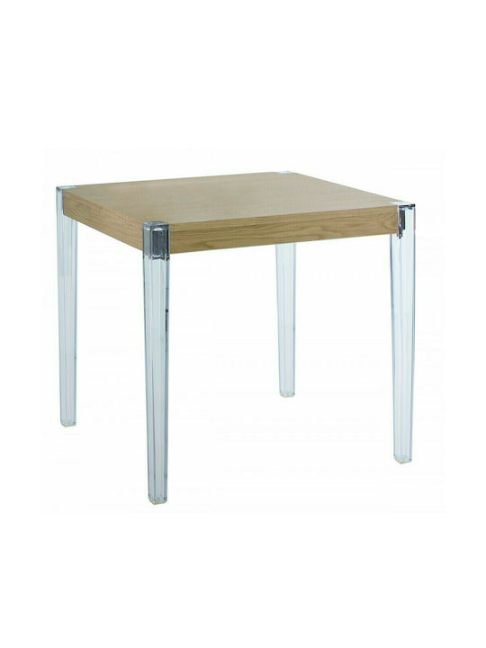 Together Table Kitchen from Solid Wood & Plastic Natural 70x70x75cm