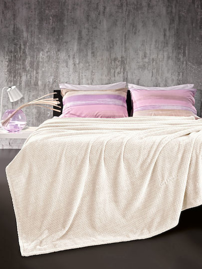 Guy Laroche Rombus Fleece Blanket Single 160x220cm Ecru