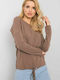 BFG Women's Blouse Cotton Long Sleeve with V Neck Brown