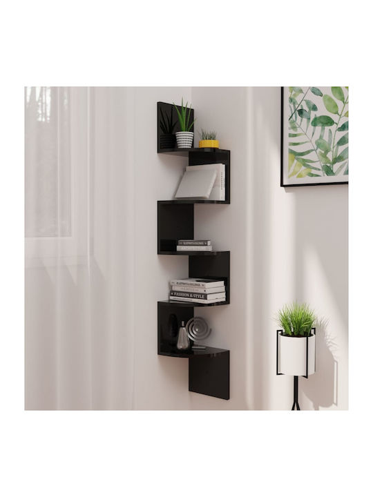 Eckregal Wand Glossy Black 19x19x123cm