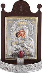 Silver Panagia Glykofilousa with Light 19x30cm