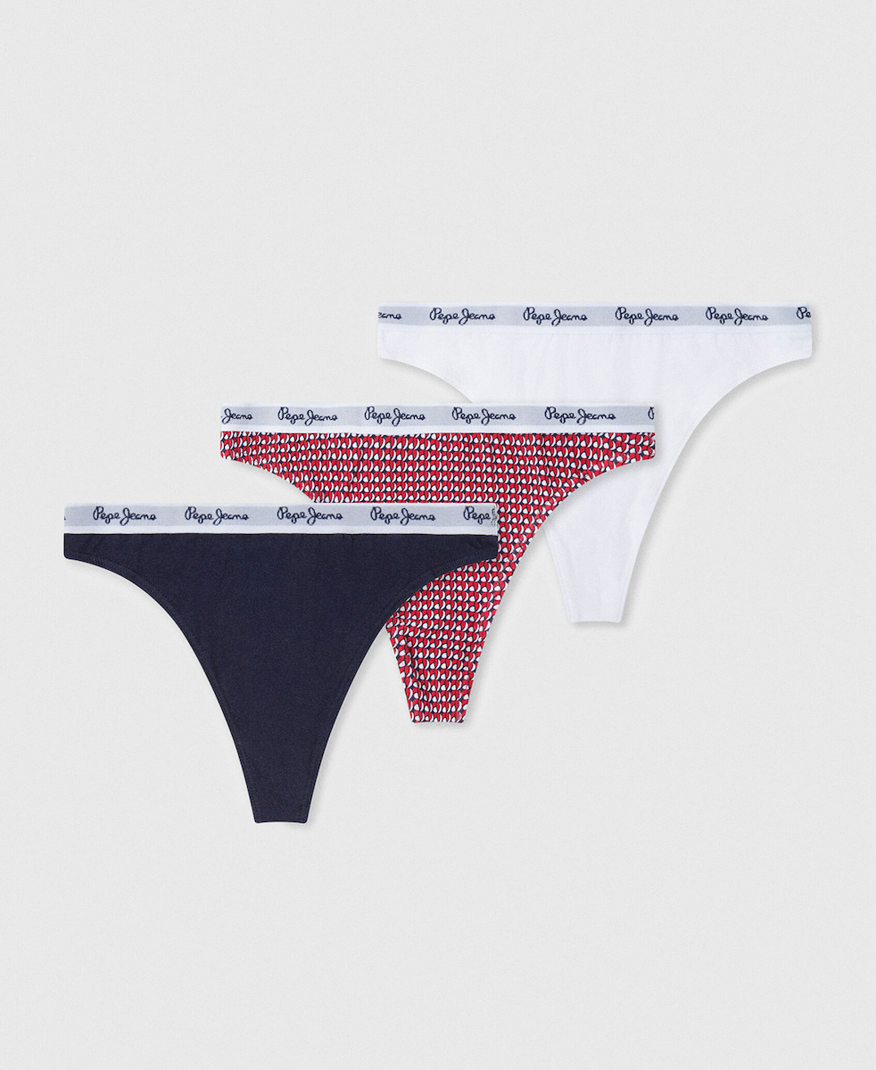 Pepe Jeans Alma Βαμβακερά Ψηλόμεσα Γυναικεία String 3Pack U4F5843PEP