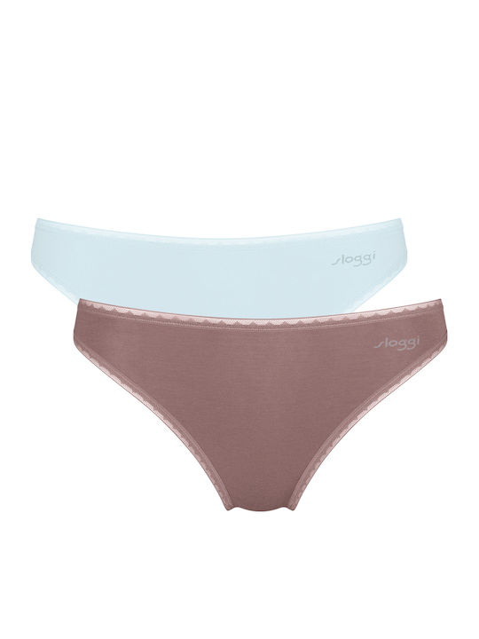 Sloggi Tai Βαμβακερά Γυναικεία Slip 2Pack Ciel/...
