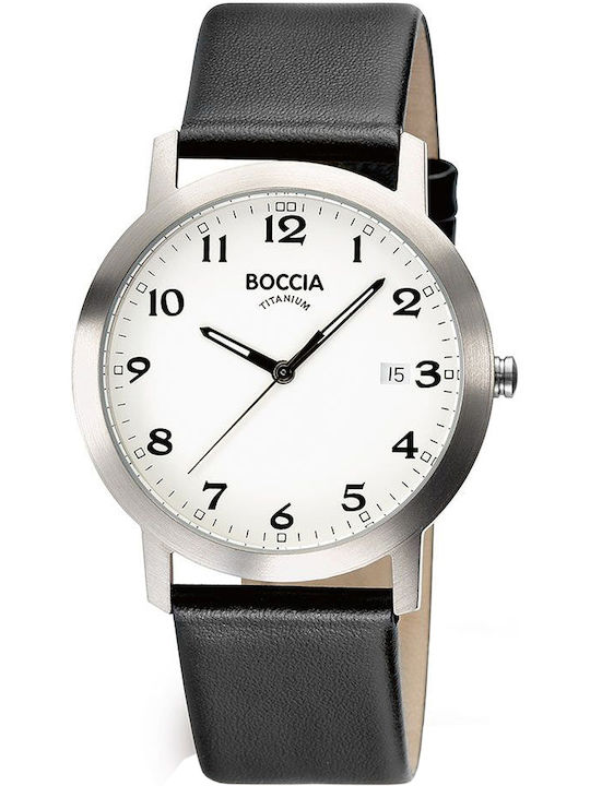 Boccia Watch Battery with Leather Strap