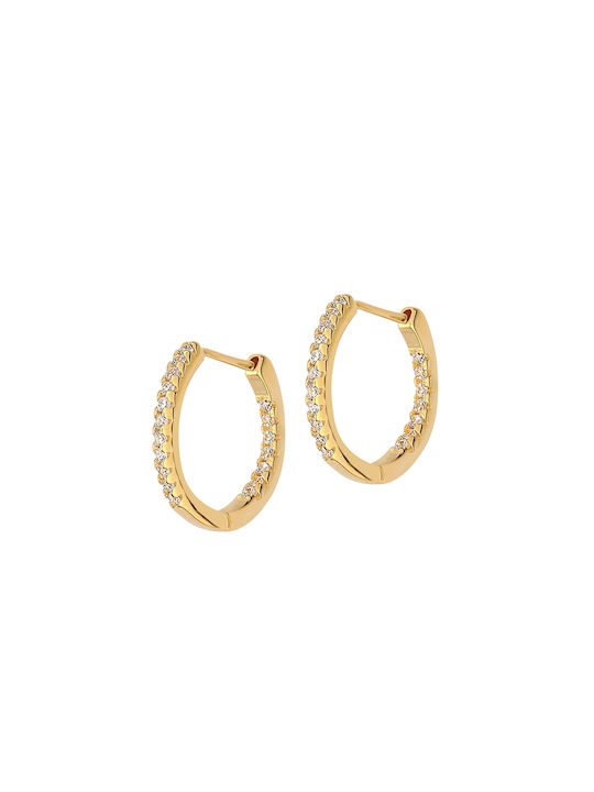 Season Time Earrings Hoops made of Silver Gold Plated with Stones