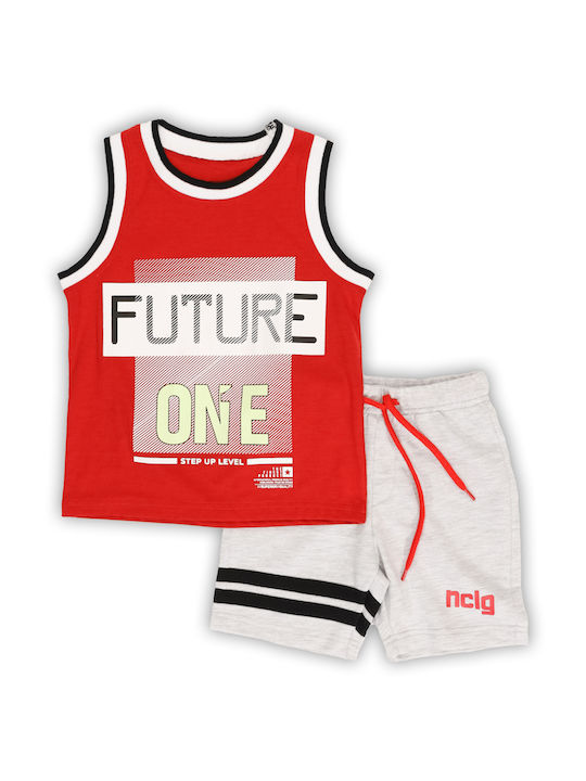 New College Kids Set with Shorts Summer 2pcs Red