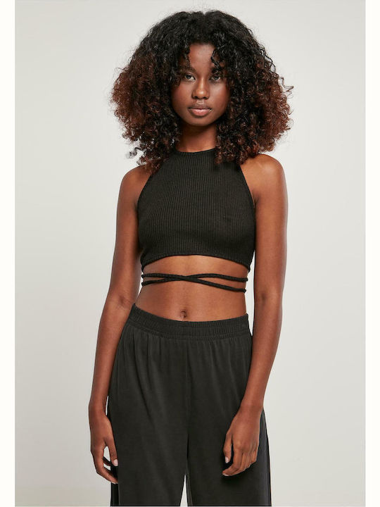 Γυναικείο Καλοκαιρινό Crop Top Αμάνικο Μαύρο