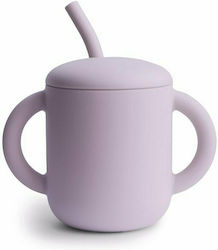 Mushie Simple Toddler Silicone Cup with Handles and Straw 175ml for 6m+ Pink