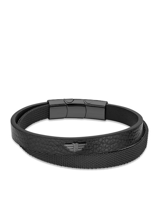 Police Hardware Men's Leather Bracelet 19cm