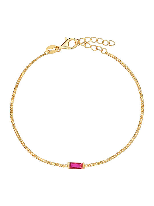 Season Time Damenträger Armband Kette aus Silber Vergoldet mit Zirkon 20cm