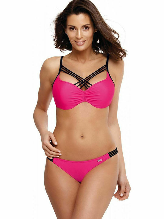 Marko Underwire Bikini Set Bra & Slip Bottom with Adjustable Straps Fuchsia