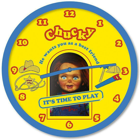 Pyramid International Chucky Wall Clock Plastic Yellow Ø25cm