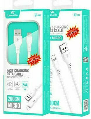 Leewello SJX-187 USB 2.0 Cable USB-C male - USB-A Λευκό 2m