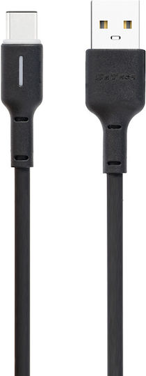 DE-C37C Flat USB 2.0 Cable USB-C male - USB-A Μαύρο 1m 40196