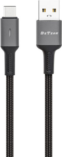 DeTech DE-C39C Braided Regular USB 2.0 USB Type-C Male to USB-A Cable Black 1m