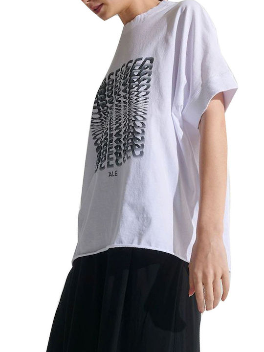 Short Sleeve Blouse Ale Blouse with Print 8914726-WHITE Women's