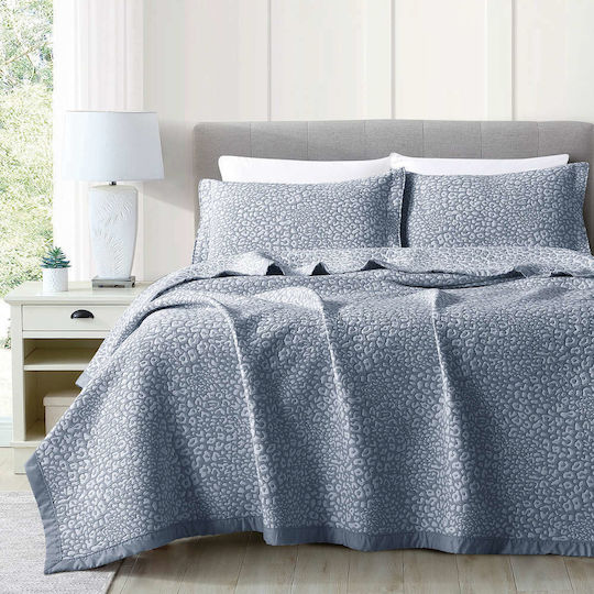 Borea Leopard Velvet Blanket Set Super King 230x245cm Blue