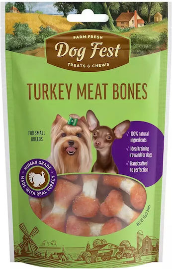 Dog Fest Turkey Meat Bones Leckerli für Hunde Kleine Rassen mit Türkei 55gr 73DF208
