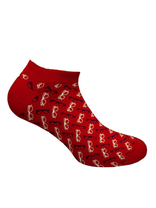 Walk Bamboo Glasses Men's Patterned Socks Red Walk Bamboo Glasses Men's Patterned Socks Red