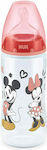 Nuk Πλαστικό Μπιμπερό First Choice Plus Mickey & Minnie Κατά των Κολικών με Θηλή Σιλικόνης 300ml για 6-18 μηνών Red