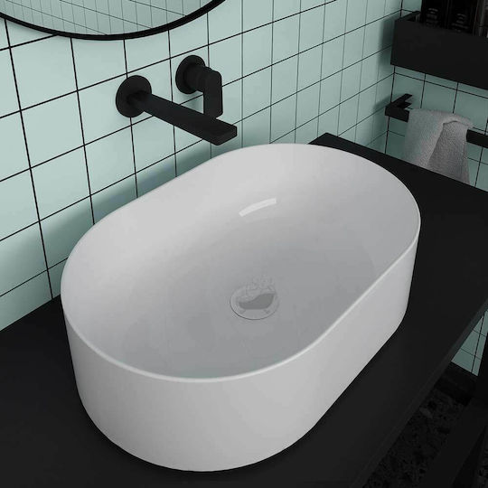 Olympia Open Oval 01 Επικαθήμενος Νιπτήρας Πορσελάνης 60x40x17cm Λευκός