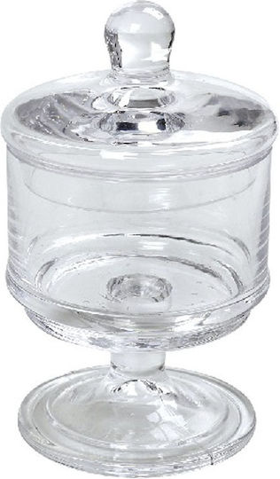 Espiel Φοντανιέρα Γυάλινη με Καπάκι και Πόδι 8x8x13cm Διάφανη