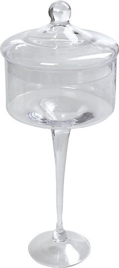Espiel Glass Sweet Jar with Lid and Foot Transparent 17x17x40cm