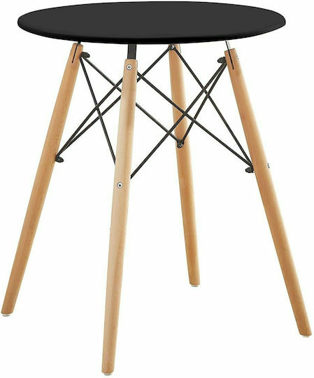 Raptor Round Kitchen Wooden Table Natural - Black 60x60x70cm