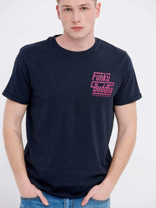 Funky Buddha Herren T-Shirt Kurzarm Marineblau