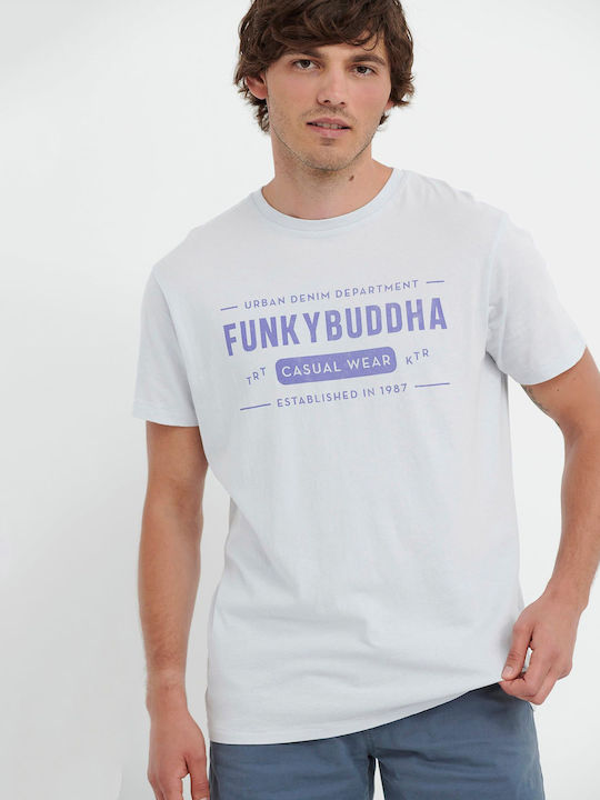 Funky Buddha T-shirt Bărbătesc cu Mânecă Scurtă Alb