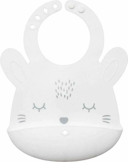 Tiny Twinkle Bunny Wasserdicht Lätzchen Silikon mit Taste & Tasche Weiß für 4 m+