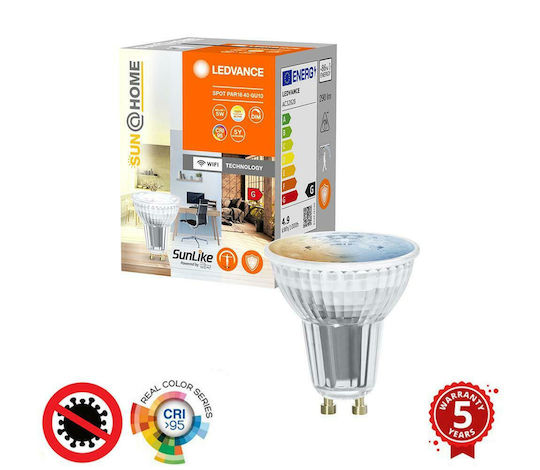 Ledvance Smart LED Bulb 4.9W for Socket GU10 and Shape PAR16 Adjustable White 268lm Dimmable