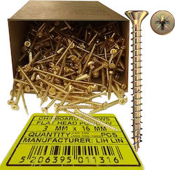 Lih Lin MDF Screw Phillips with Diameter M3 and Length 16mm 100pcs Golden