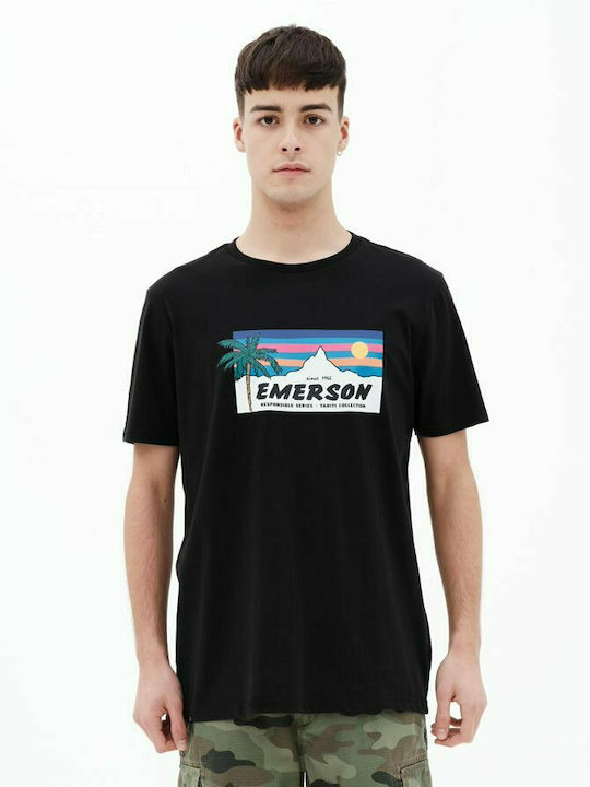 Emerson Ανδρικό T-shirt Μαύρο με Στάμπα