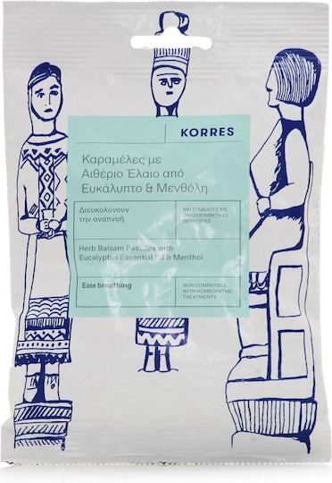 Korres Bonbons mit ätherischem Öl aus Eukalyptus Menthol Bonbons für Trockenen Husten glutenfrei Eukalyptus & Minze 60gr 15Stück