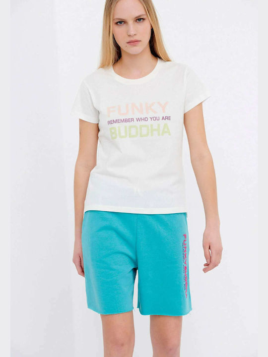 Funky Buddha Damen Sport T-Shirt Weiß