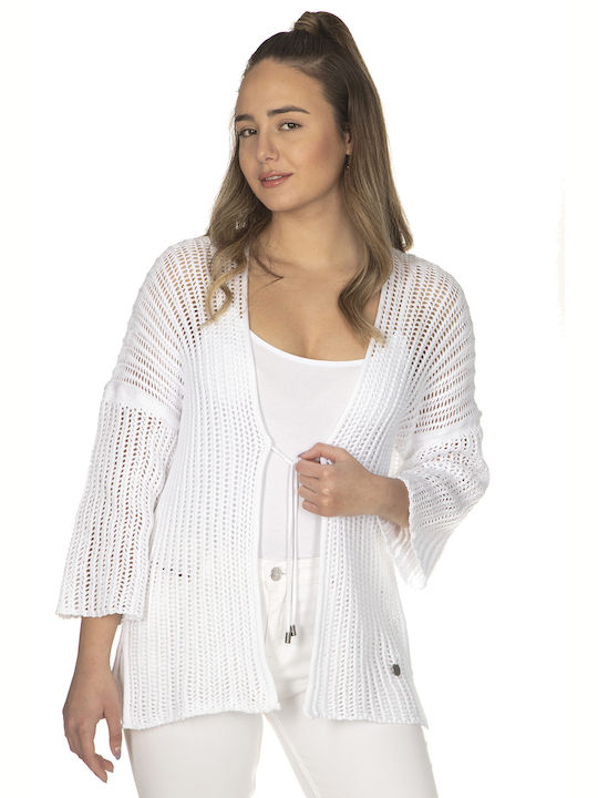 Cardigan with hole in the design -100% organic cotton-7010 White