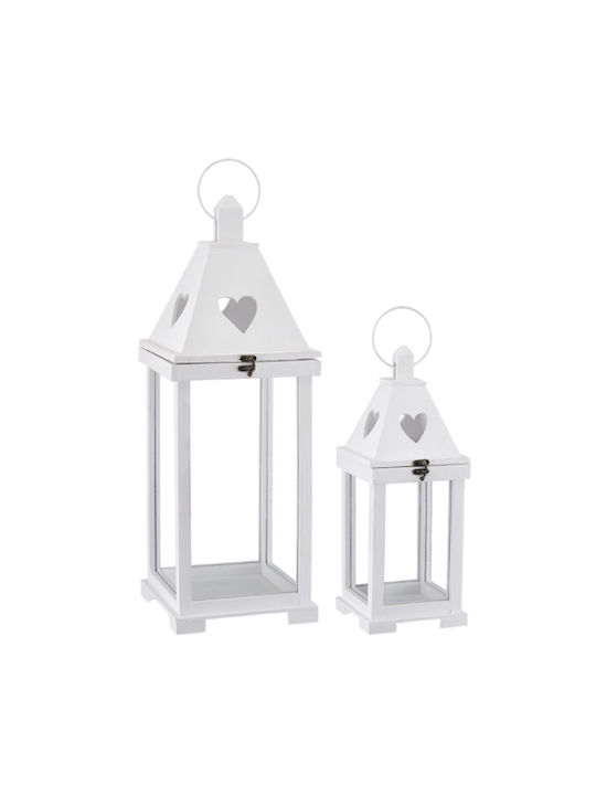 Palma Emporio Lanterns Set Wooden Floortop White 2pcs