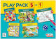 Board Game Play Pack 5 in 1 for 1-2 Players 5+ Years Old Savvalas