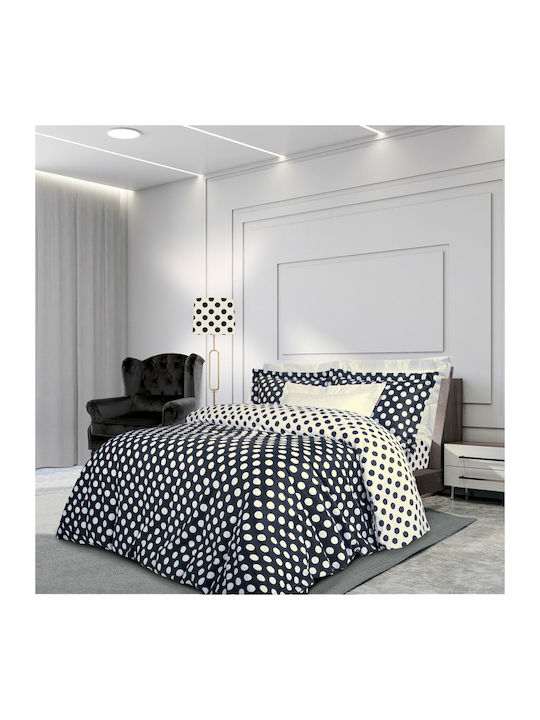 Greenwich Polo Club Duvet Cover Set Cotton Satin Queen with 2 Pillowcases 220x240 2123 Ecru / Black