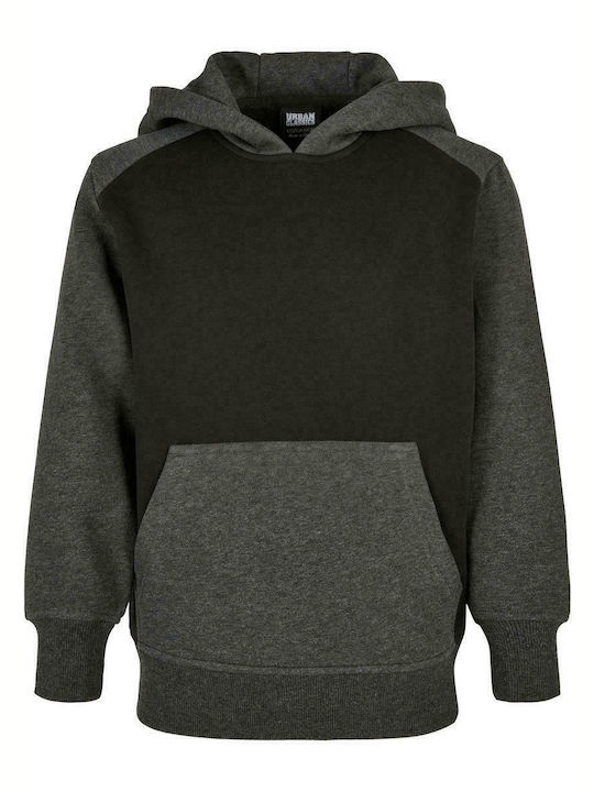 Urban Classics Fleece - Polar Hanorac pentru copii cu glugă și buzunare Negru