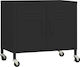 Office Storage Metal Cabinet with Wheels Black Velvet-Black Metal L60xW35xH49cm