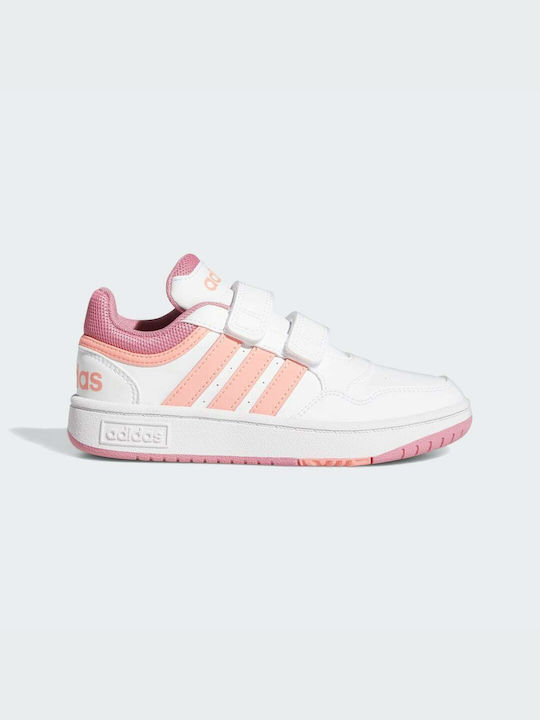 Adidas Αthletische Kinderschuhe Basketball Hoops 3.0 CF mit Klettverschluss Cloud White / Acid Red / Rose Tone