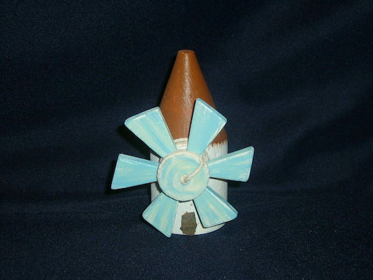 Kapadakis Wood Art Dekorativer Windmühle 2213 aus Hölzernes Blue 12x13x10cm 1Stück