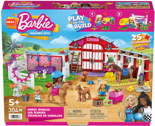 Mega Bloks Barbie Bauklötze Farm mit Pferden für 5+ Jahre 304Stücke