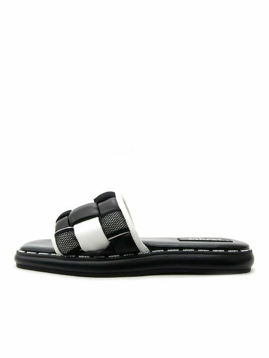 Liu Jo Amelia 03 Leather Women's Flat Sandals in Black Color