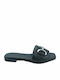 Leather Women's Flat Sandals in Black Color
