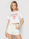 Guess Women's Summer Crop Top Cotton Short Sleeve White