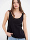 Funky Buddha Women's Athletic Blouse Sleeveless Black